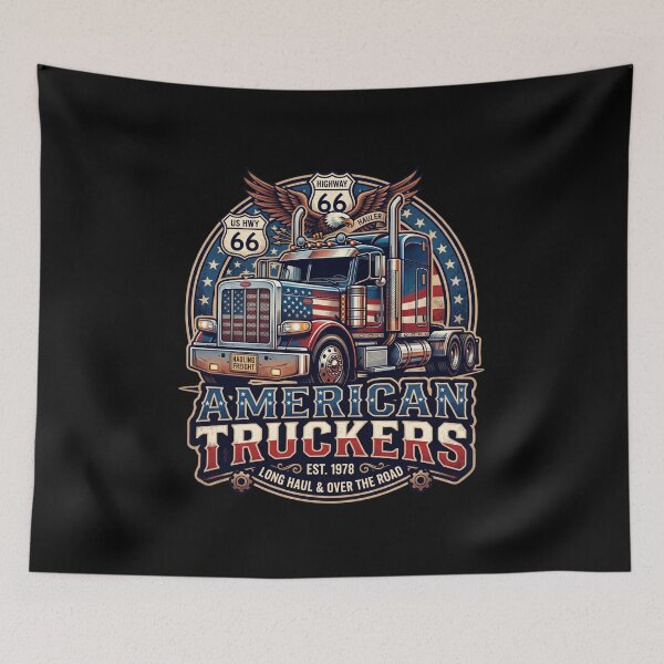 Item preview, American Truckers Route 66 Vintage Semi Truck Patriot designed and sold by rich-moda.