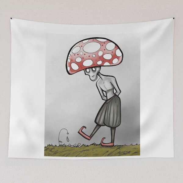 Item preview, Sad Red Fly Agaric Mushroom Man Goblin Illustration designed and sold by CosmicGloom.