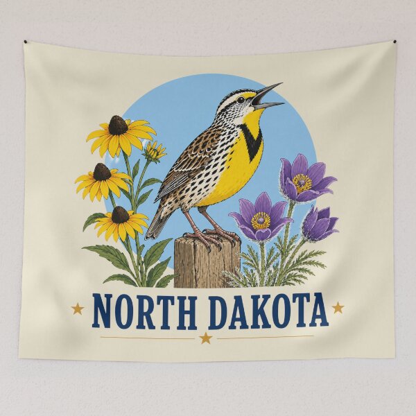 Item preview, North Dakota Meadowlark & Prairie Rose Homage designed and sold by The-Drip-Studio.