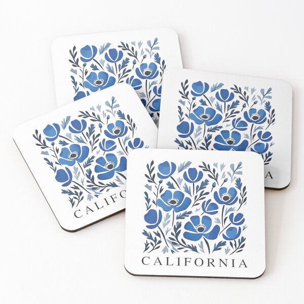 Item preview, California Vintage Flowers - Blue California Botanical Blooms designed and sold by JessArty ⭐⭐⭐⭐⭐.