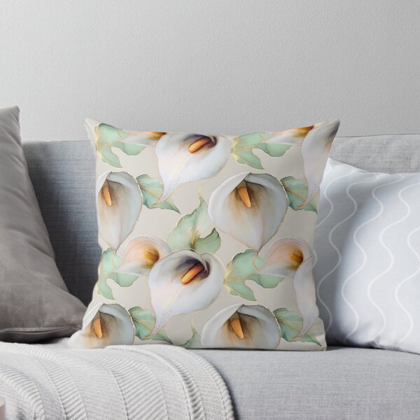 Artikelvorschau, Elegantes Calla-Lilien-Blumenmuster in Gold-Alkohol-Tinte entworfen und verkauft von Floraphoria.