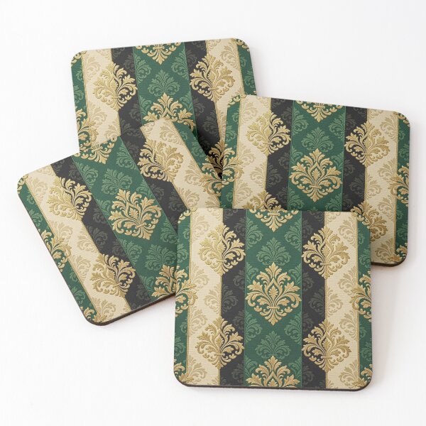 Item preview, Oat, Teal, and Black Striped Gold Damask designed and sold by DesignsByPrnces.