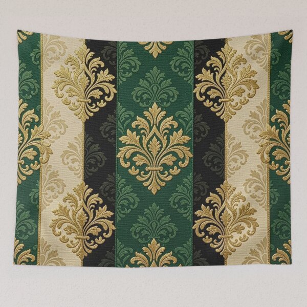 Item preview, Oat, Teal, and Black Striped Gold Damask designed and sold by DesignsByPrnces.