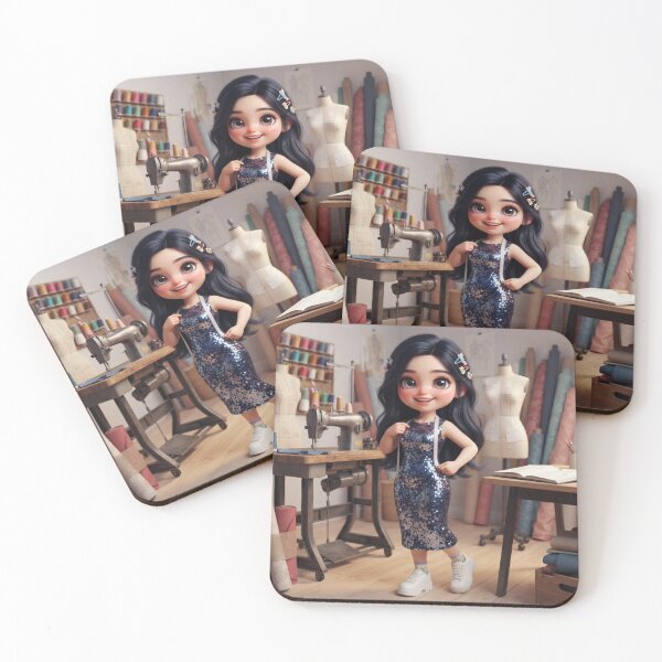 Item preview, Girl Fashion Designer in Studio with Sequin Dress designed and sold by Azurart2.