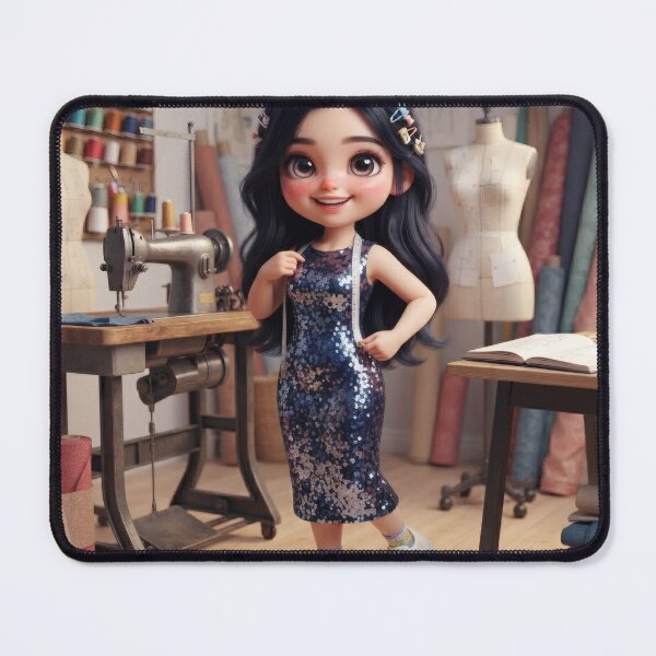 Item preview, Girl Fashion Designer in Studio with Sequin Dress designed and sold by Azurart2.