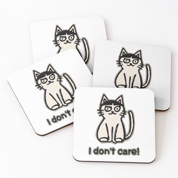 Item preview, "I don't care!" black & white cat with bangs designed and sold by Chibi-NumNum.