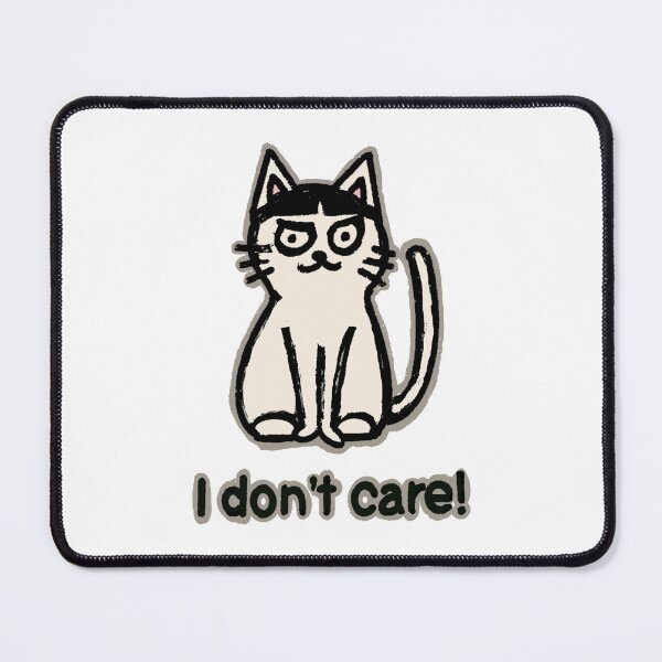 Item preview, "I don't care!" black & white cat with bangs designed and sold by Chibi-NumNum.