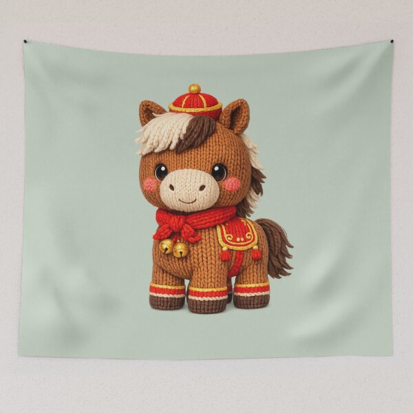 Item preview, Cute Knitted Year Of The Horse | Kawaii 3D Chinese New Year Zodiac Knit Art designed and sold by Moons Studio.