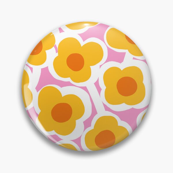 Item preview, Iconic Retro Scandinavian Summer Flowers in Pink, Orange and Mustard designed and sold by Deutschic.