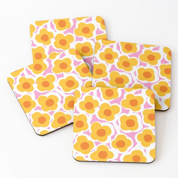 Item preview, Iconic Retro Scandinavian Summer Flowers in Pink, Orange and Mustard designed and sold by Deutschic.