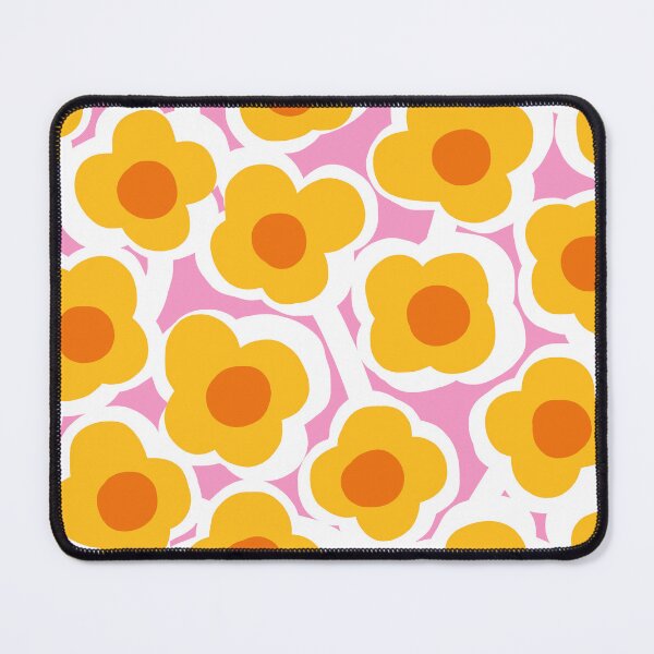 Item preview, Iconic Retro Scandinavian Summer Flowers in Pink, Orange and Mustard designed and sold by Deutschic.