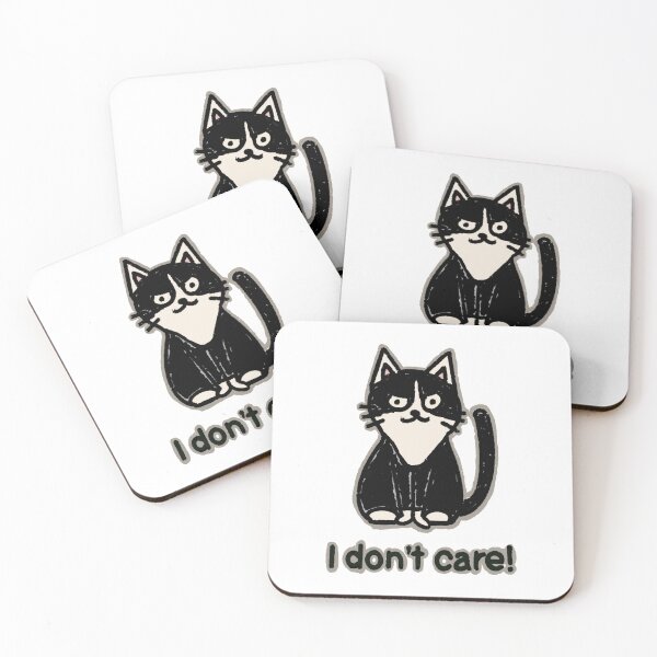 Item preview, "I don't care!" black & white tuxedo cat designed and sold by Chibi-NumNum.