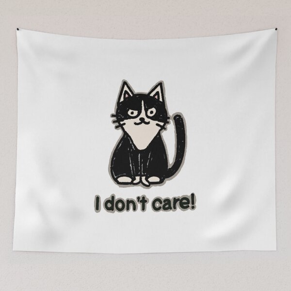 Item preview, "I don't care!" black & white tuxedo cat designed and sold by Chibi-NumNum.