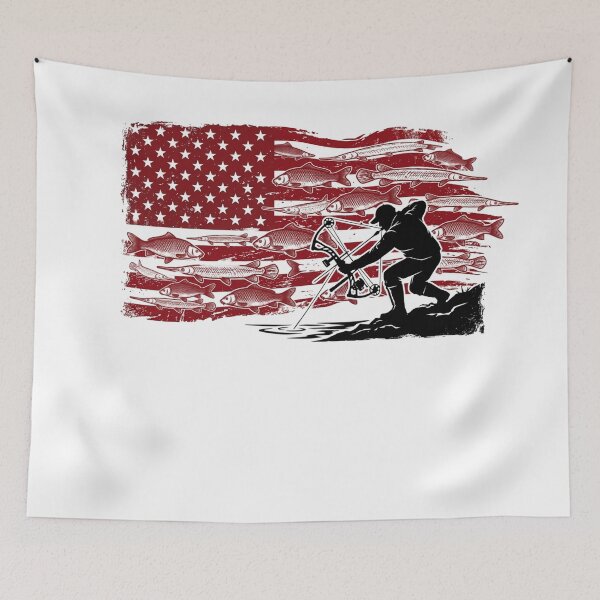Item preview, Patriotic American Flag Bowfishing - Archery Angler Silhouette designed and sold by Georain.