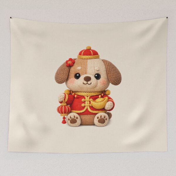 Item preview, Cute Knitted Year Of The Dog | Kawaii 3D Chinese New Year Zodiac Knit Art designed and sold by Moons Studio.