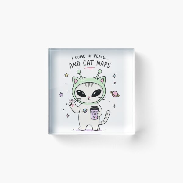 Item preview, Cute Alien Cat Coming In Peace designed and sold by Snurly.