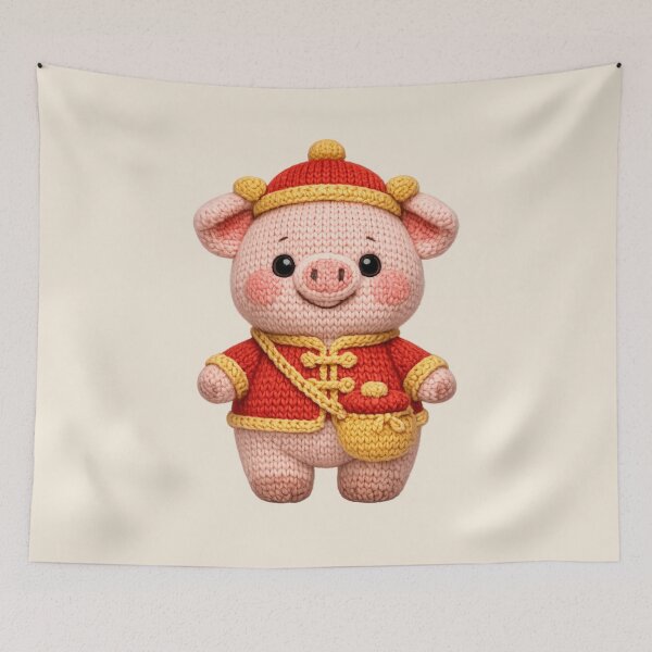 Item preview, Cute Knitted Year Of The Pig | Kawaii 3D Chinese New Year Zodiac Knit Art designed and sold by Moons Studio.