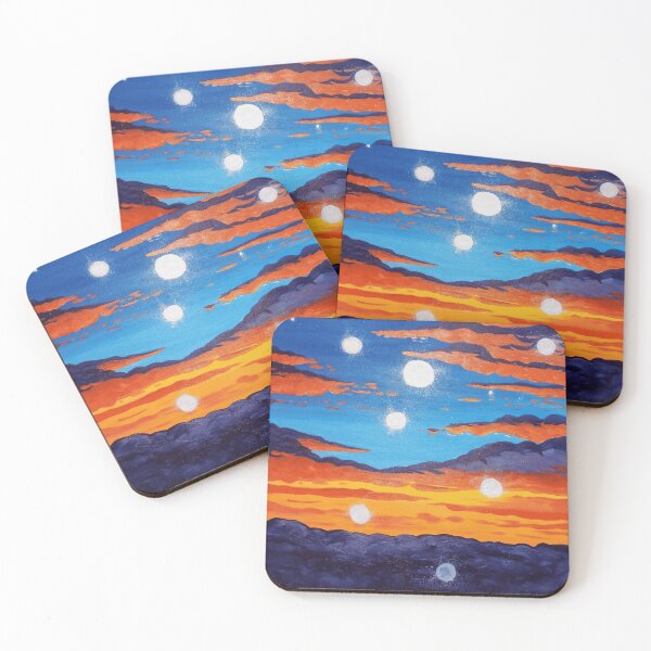 Item preview, Colorful Sunset Sky Painting with Multiple Glowing Moons designed and sold by CosmicGloom.