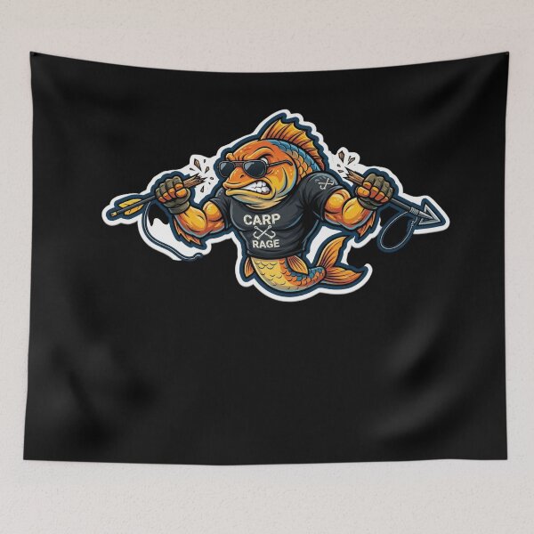 Item preview, Funny Carp Rage Bowfishing - Angry Muscular Fish Mascot designed and sold by Georain.