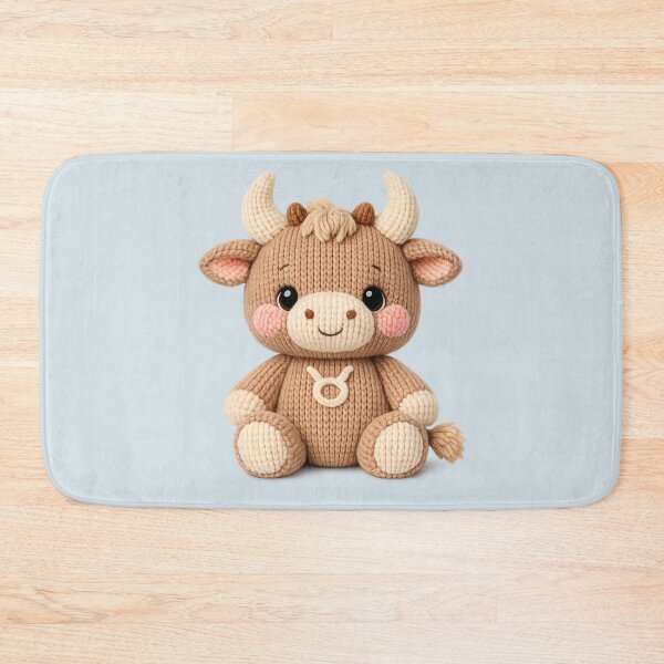 Item preview, Cute Taurus Bull Plush Zodiac Nursery | Kawaii Knitted Astrology Knit Art designed and sold by Moons Studio.