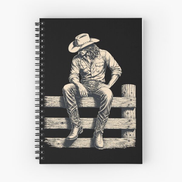 Item preview, cowboy Vintage Western Rider Sitting on Fence designed and sold by FormalDehyena.