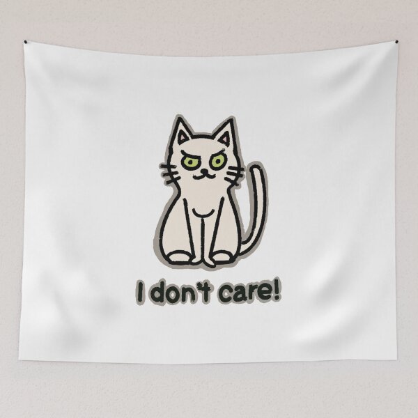 Item preview, "I don't care!" white cat designed and sold by Chibi-NumNum.