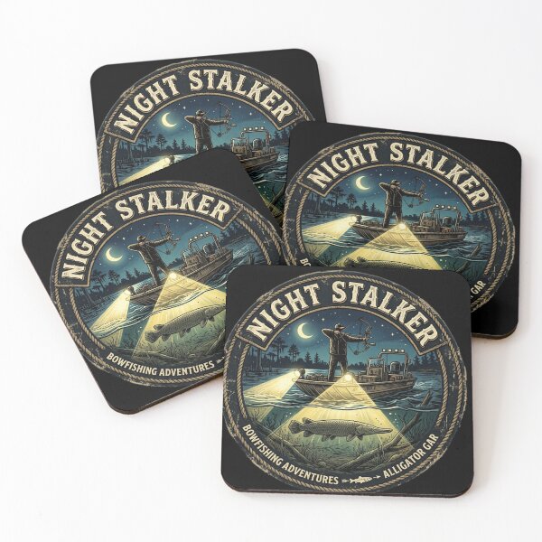 Item preview, Night Stalker Bowfishing - Alligator Gar Boat Hunter Vintage Emblem designed and sold by Georain.