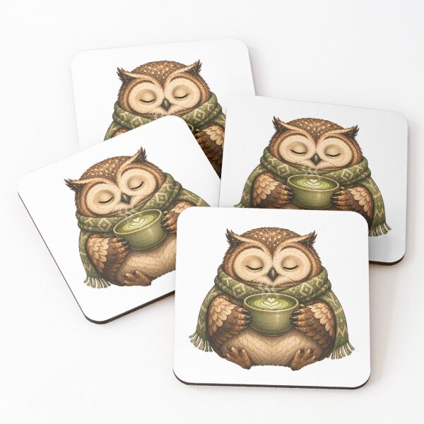 Item preview, Cozy Matcha Owl designed and sold by DesignsO'Random.