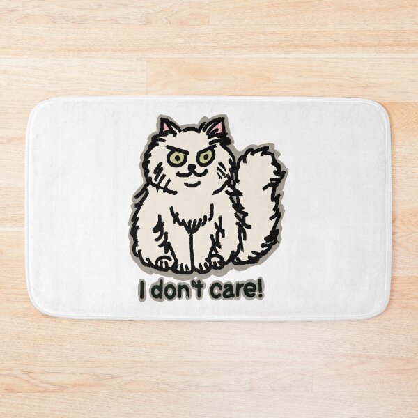 Item preview, "I don't care!" white longhair cat designed and sold by Chibi-NumNum.