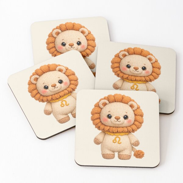 Item preview, Cute Leo Lion Plush Zodiac Nursery | Kawaii Knitted Astrology Knit Art designed and sold by Moons Studio.
