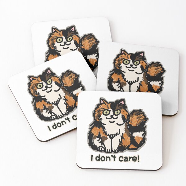 Item preview, "I don't care!" calico cat longhair designed and sold by Chibi-NumNum.
