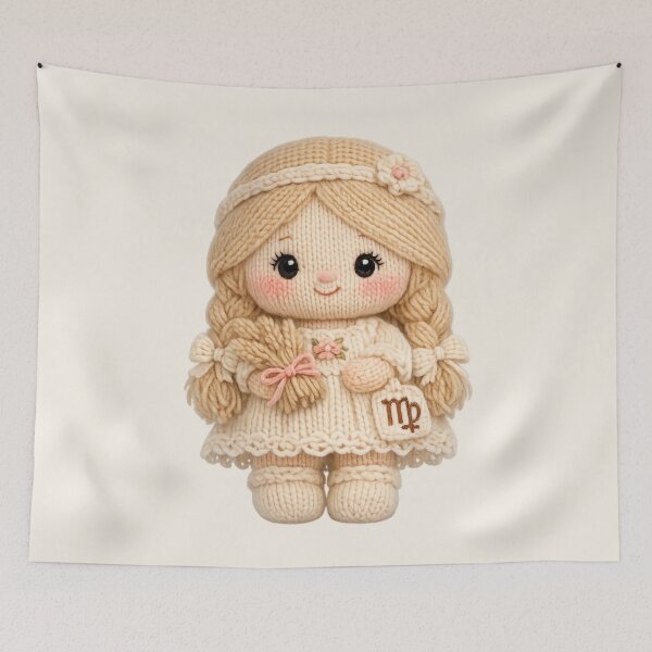 Item preview, Cute Virgo Plush Zodiac Nursery | Kawaii Knitted Astrology Knit Art designed and sold by Moons Studio.