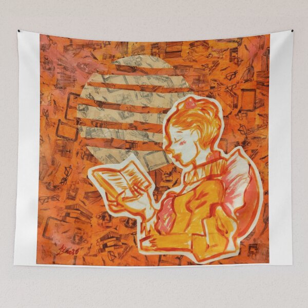 Item preview, Retro Orange Collage Reading Woman Book Lover Graphic designed and sold by CosmicGloom.