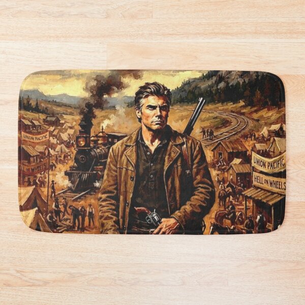 Item preview, Hell on Wheels Retro Western Frontier Action Drama Tribute Art Poster designed and sold by Art's Diner.