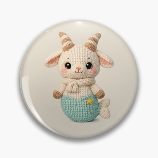Item preview, Cute Capricorn Goat Plush Knitted Zodiac Nursery | Kawaii Knit Astrology Art designed and sold by Moons Studio.