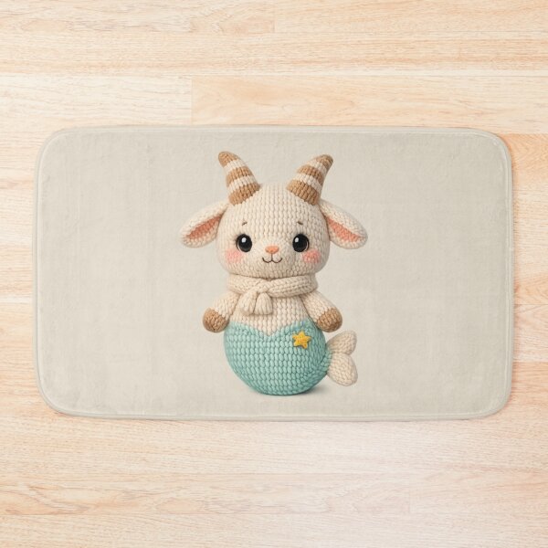 Item preview, Cute Capricorn Goat Plush Knitted Zodiac Nursery | Kawaii Knit Astrology Art designed and sold by Moons Studio.