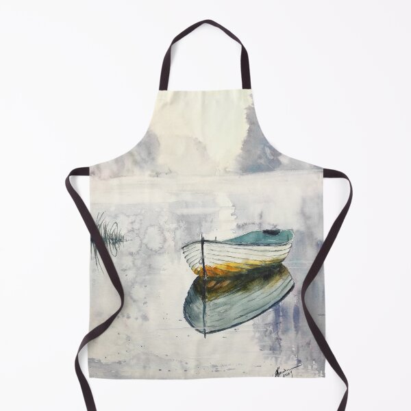 Item preview, Quiet Boat on Misty Lake Watercolor designed and sold by RobynPeckArt.