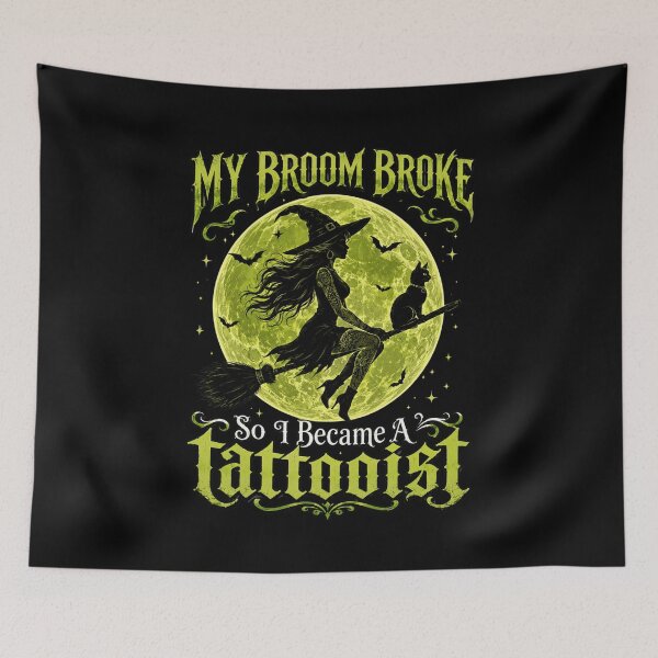 Item preview, witch apparel moonlit broom ride gothic Halloween art designed and sold by FormalDehyena.