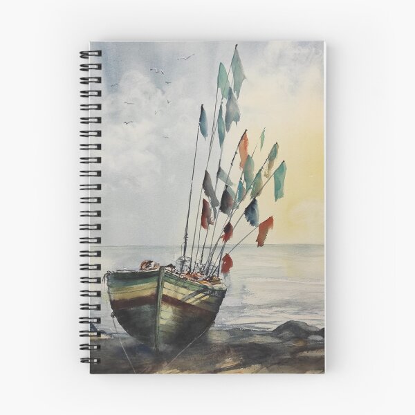 Item preview, Colorful Fishing Boat Watercolor Coastal designed and sold by RobynPeckArt.