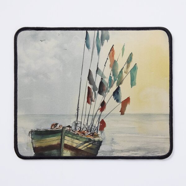 Item preview, Colorful Fishing Boat Watercolor Coastal designed and sold by RobynPeckArt.