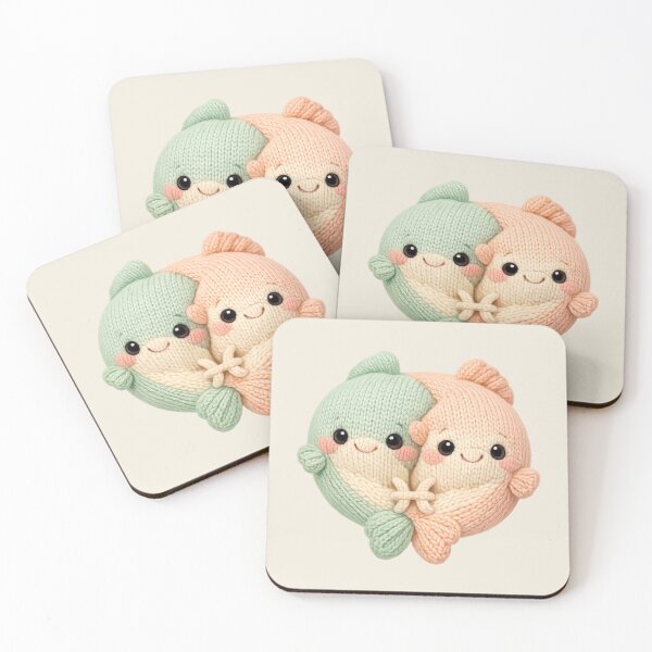 Item preview, Cute Pisces Fish Plush Knitted Zodiac Nursery | Kawaii Knit Astrology Art designed and sold by Moons Studio.