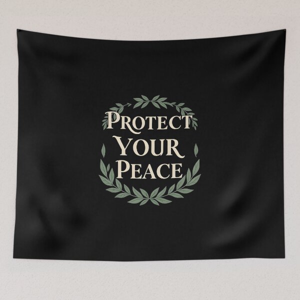 Item preview, Protect Your Peace Vintage Botanical Typography Wreath designed and sold by KCasual.