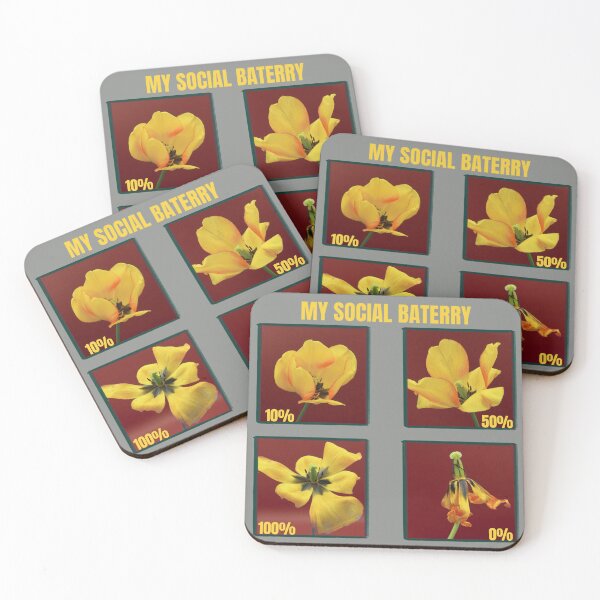 Item preview, My Social Battery Funny Yellow Tulip Flower Chart Introvert Meme designed and sold by JurateArt-DK.