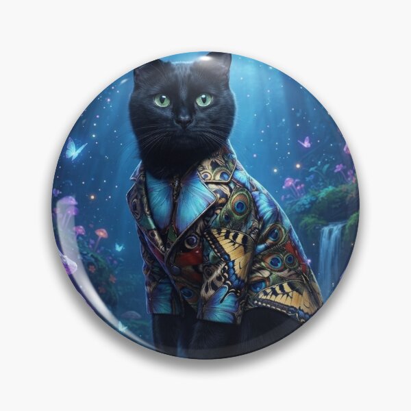 Item preview, Butterfly Peacock Jacket Black Cat | Mystical Mushroom Forest Cottagecore designed and sold by 303 Visionary Prints .