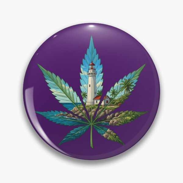 Item preview, Tropical Lighthouse Cannabis Leaf Coastal Art designed and sold by digitalbob60.