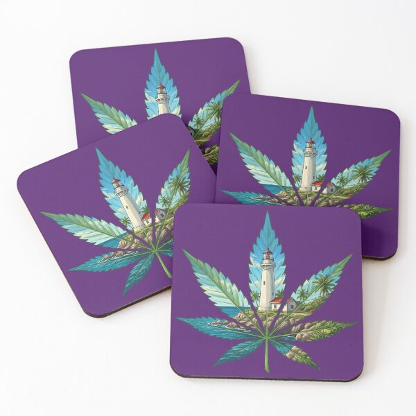 Item preview, Tropical Lighthouse Cannabis Leaf Coastal Art designed and sold by digitalbob60.