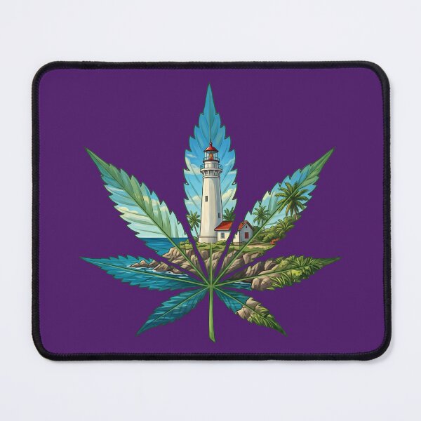 Item preview, Tropical Lighthouse Cannabis Leaf Coastal Art designed and sold by digitalbob60.