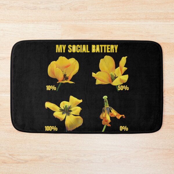 Item preview, My Social Battery Funny Yellow Tulip Flower Chart Introvert Meme designed and sold by JurateArt-DK.
