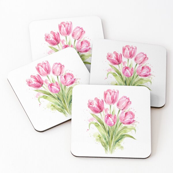 Item preview, Elegant Pink Tulip Watercolor Bouquet Botanical Floral Spring designed and sold by Moizento.
