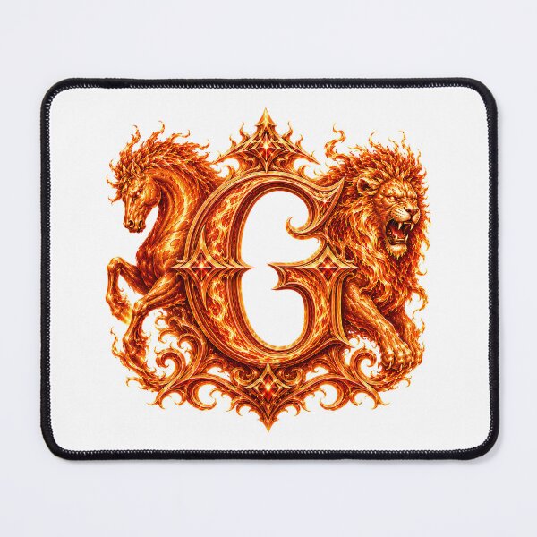 Item preview, Flameborn Zodiac: The Horse-Leo Inferno Letter G designed and sold by BlissBlvdShop.